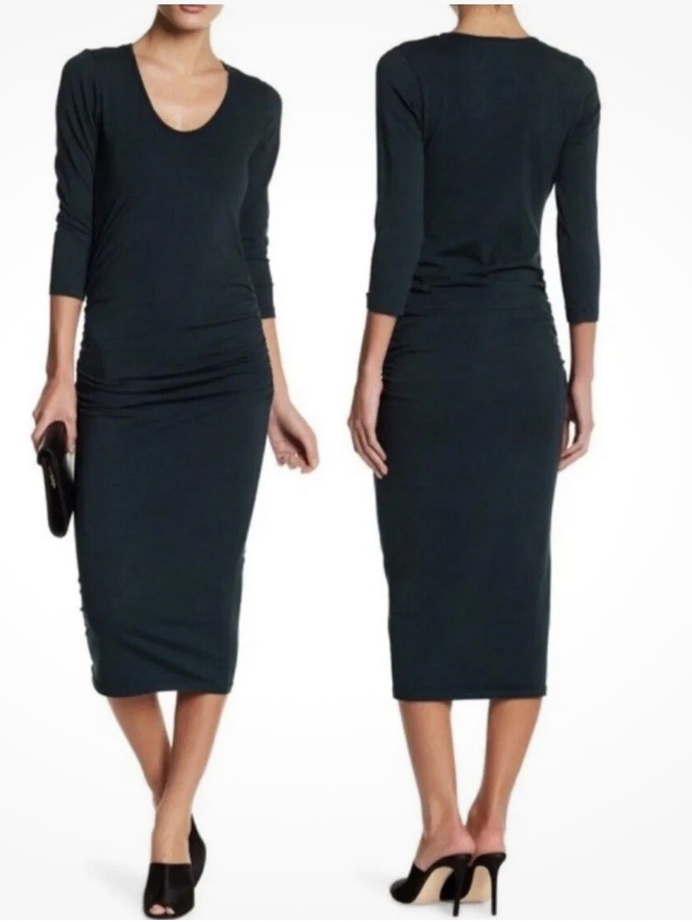 Michel Stars Charcoal Ruched
Midi Dress